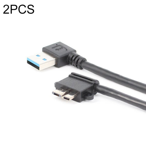 Cavo dati di ricarica USB 3.0 da gomito destro maschio a micro USB 3.0 da 2 pezzi, lunghezza cavo: 27 cm, Right Elbow