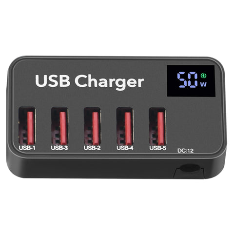 Caricabatterie rapido con display digitale USB DC 12V multifunzione 988A a 5 porte, 988A