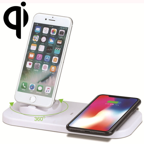 Caricabatterie da USB a 3 in 1 (8 pin + Micro USB + USB-C / Type-C) Supporto per stazione di ricarica da tavolo per sincronizzazione dati con caricabatterie wireless Qi e cavo USB