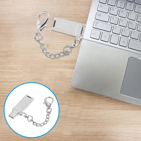 Mini adattatore per connettore porta USB 2.0 femmina a USB-C / tipo C maschio in lega di alluminio con catena