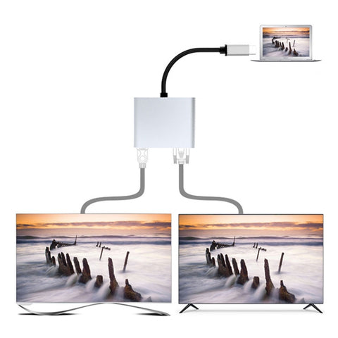 Station d'accueil HUB multifonction USB-C/Type-C vers HDMI+VGA 2 en 1