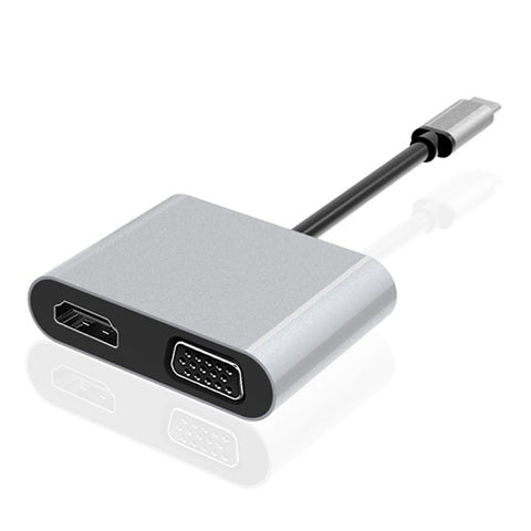 Station d'accueil HUB multifonction USB-C/Type-C vers HDMI+VGA 2 en 1