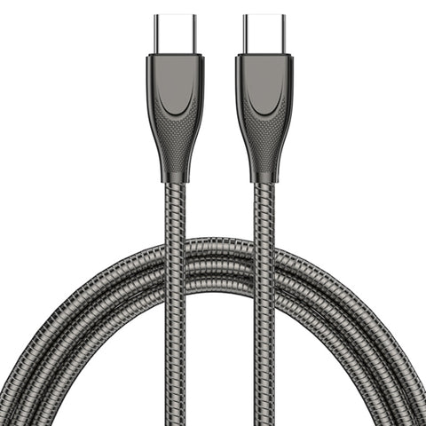 ADC-009 Cavo dati di ricarica rapida con tubo flessibile in lega di zinco da USB-C/Tipo-C a USB-C/Tipo-C, Lunghezza cavo: 1 m, USB-C / Type-C to USB-C / Type-C