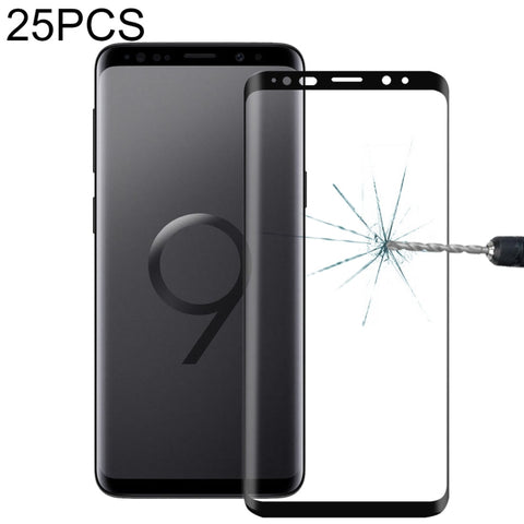 25 PCS Per Galaxy S9 Plus 0.33mm 9H Durezza superficiale Bordo curvo 3D Anti-graffio Schermo intero HD Protezione schermo in vetro con colla completa, For Galaxy S9 Plus