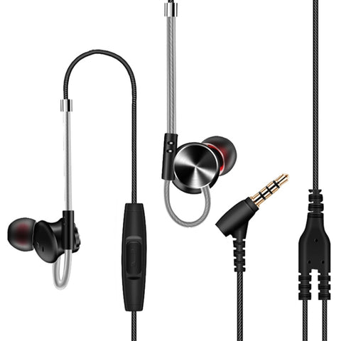 QKZ DM10 Brassard intra-auriculaire pour musique sportive, en métal de haute qualité, version avec micro, Noir