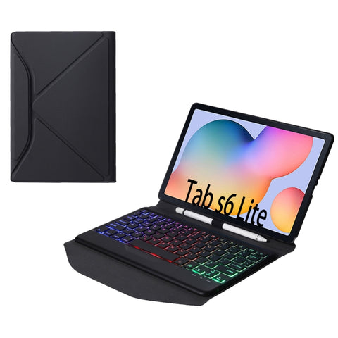 B610S Custodia per tablet in pelle con tastiera Bluetooth divisibile, triangolo con texture a diamante, retroilluminazione, per Samsung Galaxy Tab S6 Lite, B610S