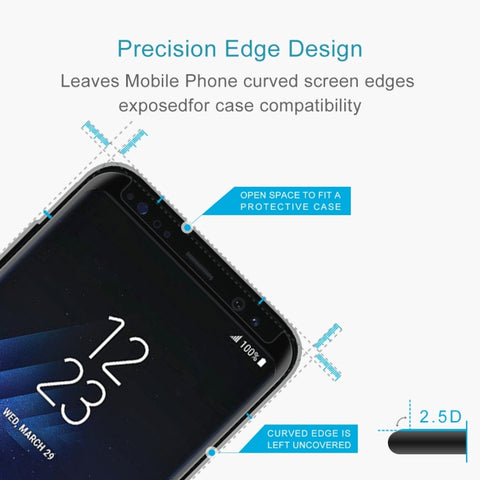 Pellicola in vetro temperato adatta alla custodia curva a schermo intero con colla completa per Galaxy S8 / G950, For Galaxy S8 Adhesive Black Frame