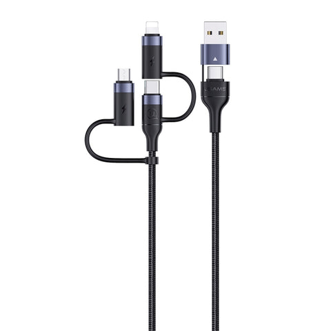 USAMS US-SJ547 U62 USB + Type-C / USB-C toType-C / USB-C + 8 pin + cavo dati di ricarica rapida PD micro in lega di alluminio, lunghezza: 1,2 m