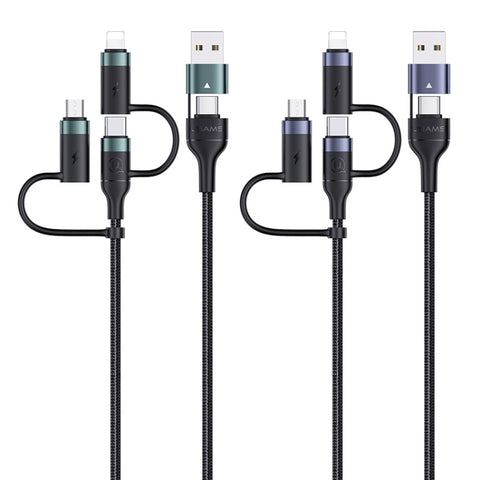 USAMS US-SJ547 U62 USB + Type-C / USB-C toType-C / USB-C + 8 pin + cavo dati di ricarica rapida PD micro in lega di alluminio, lunghezza: 1,2 m