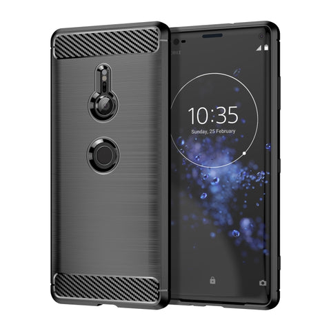 Custodia in TPU antiurto in fibra di carbonio con trama spazzolata per Sony Xperia XZ3, For Sony Xperia XZ3, Sony Xperia XZ3