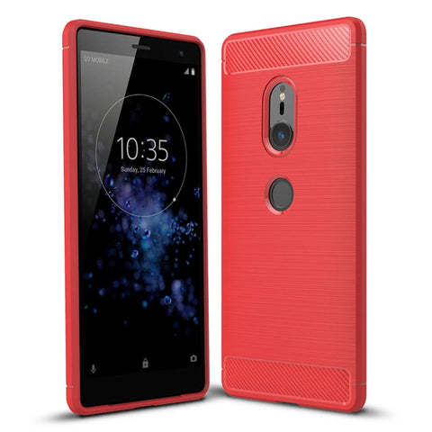 Per Sony Xperia XZ2 Custodia protettiva posteriore in TPU antiurto in fibra di carbonio con texture spazzolata, For Sony Xperia XZ2, Sony Xperia XZ2