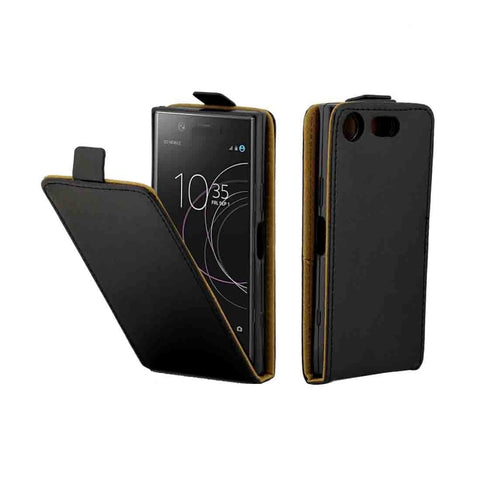 Per Sony Xperia XZ1 Custodia protettiva posteriore protettiva in pelle con vibrazione verticale compatta con slot per schede, For Xperia XZ1 Compact