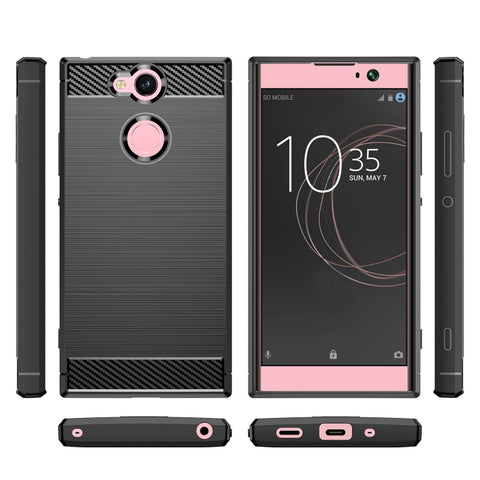 Per Sony Xperia XA2 Custodia protettiva posteriore in TPU antiurto in fibra di carbonio con texture spazzolata, For Sony Xperia XA2, Sony Xperia XA2