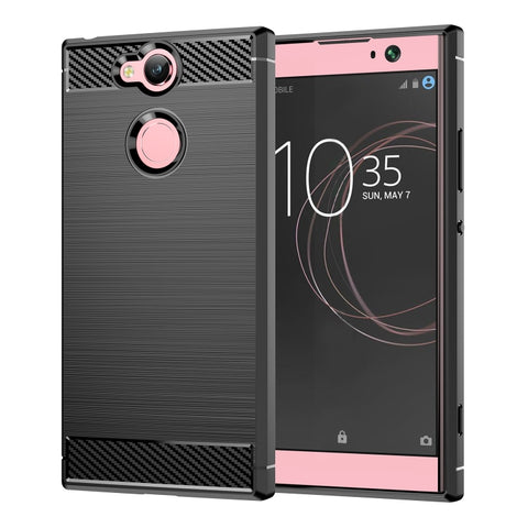 Per Sony Xperia XA2 Custodia protettiva posteriore in TPU antiurto in fibra di carbonio con texture spazzolata, For Sony Xperia XA2, Sony Xperia XA2