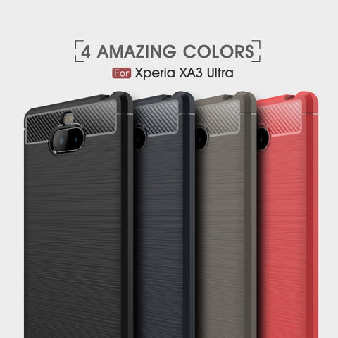 Custodia morbida in TPU in fibra di carbonio con trama spazzolata per Sony Xperia 10 Plus, For Sony Xperia 10 Plus, Sony Xperia 10 Plus
