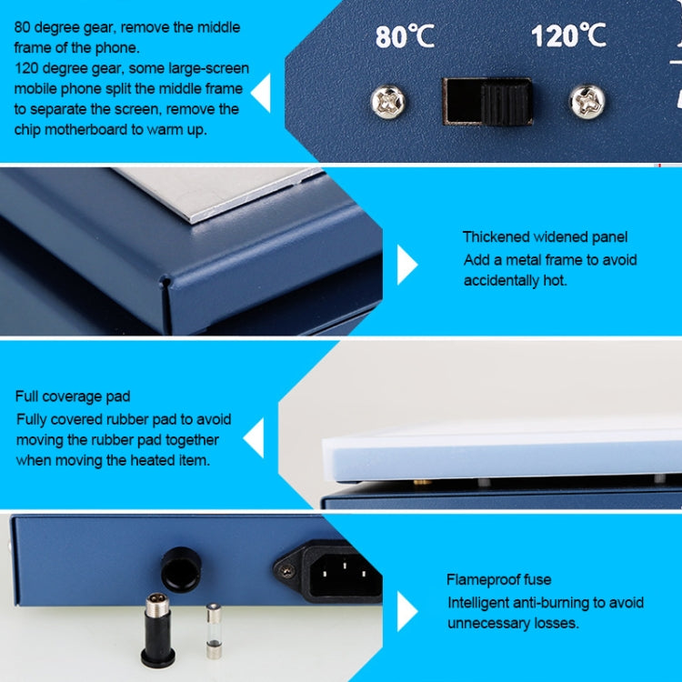 Kaisi K-816 Constant Temperature Heating Plate LCD Screen Open Separator Desoldering Station With Silicone Pad, US Plug, Kaisi K-816 US Plug            ...