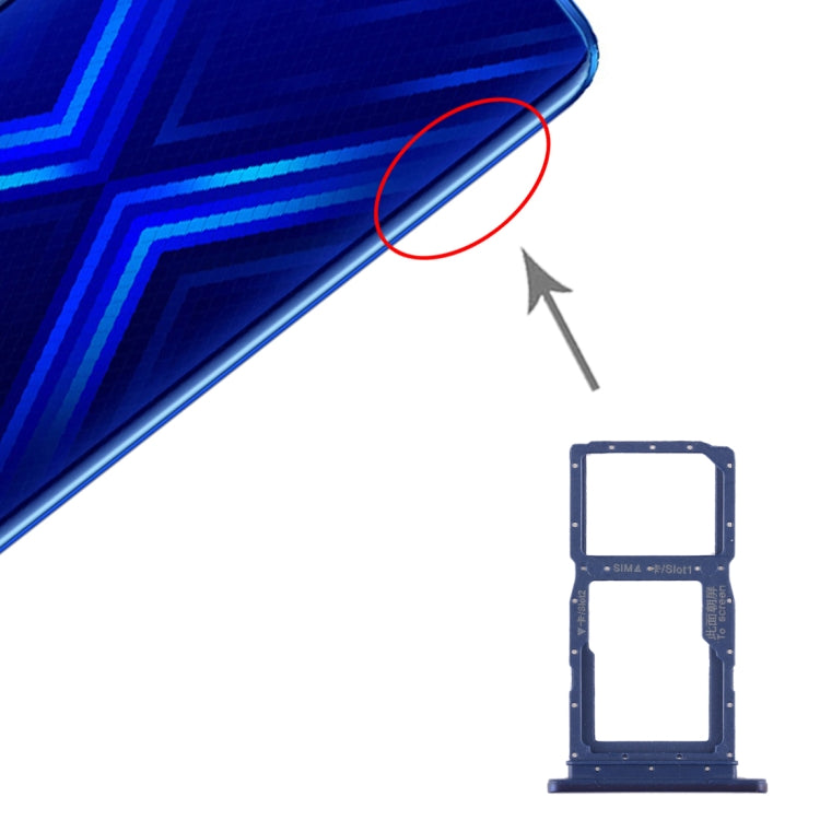 SIM Card Tray + SIM Card Tray / Micro SD Card Tray for Huawei Honor 9X / Honor 9X Pro, For Huawei Honor 9X, For Huawei Honor 9X(Dark Blue)              ...