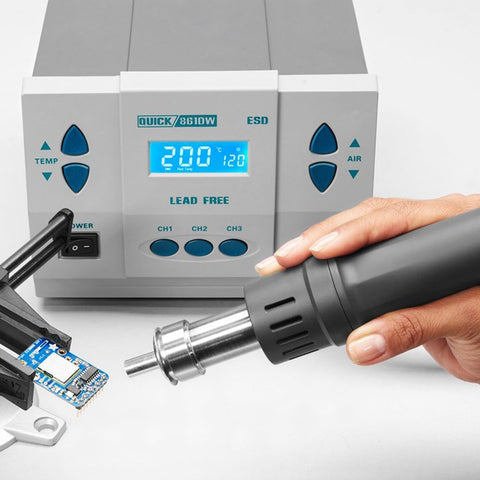 QUICK 861DW 220V 1000W Station dissaldante avec pistolet à air chaud sans piombo, affichage numérique, colonne AU, QUICK 861DW