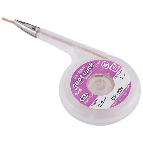 Arrêt pour le soudage de 2,0 mm Treccia dissaldante Filo di saldatura Ligne d'aspiration, Longueur: 2 m, CP-20Y 2.0mm