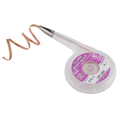 Arrêt pour le soudage de 2,0 mm Treccia dissaldante Filo di saldatura Ligne d'aspiration, Longueur: 2 m, CP-20Y 2.0mm