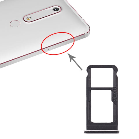 Vassoio scheda SIM + Vassoio scheda SIM/Vassoio scheda micro SD per Nokia 6.1 / 6 (2018) / TA-1043 TA-1045 TA-1050 TA-1054 TA-1068, For Nokia 6.1