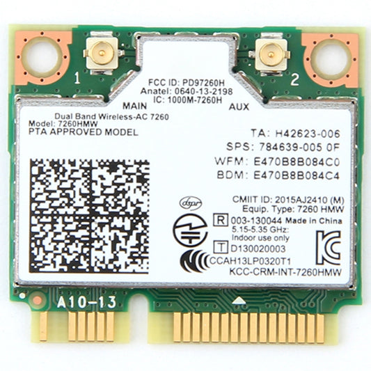 Scheda Wi-Fi wireless dual band per Intel 7260HMW Mini PCI-E 2.4G / 5Ghz Scheda Wi-Fi Bluetooth 4.0 WLAN 802.11 ac / a / b / g / n, 7260HMW