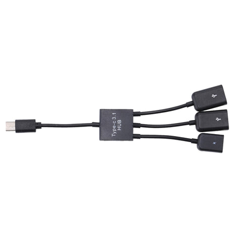 Adattatore splitter per hub portatile USB-C/Type-C maschio a doppia porta USB femmina + mini cavo USB femmina, 2 Ports USB + Micro USB