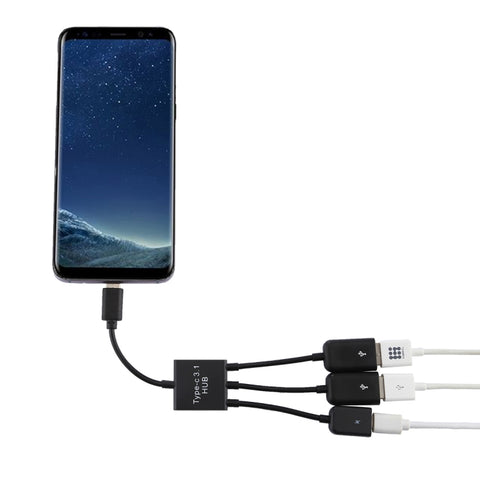 Adattatore splitter per hub portatile USB-C/Type-C maschio a doppia porta USB femmina + mini cavo USB femmina, 2 Ports USB + Micro USB