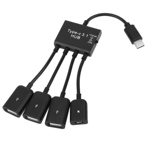 USB-C portatile / Tipo-C maschio a 3 porte USB femmina + Micro USB femmina Cavo di ricarica OTG HUB Splitter connettore, 3 Ports USB + Micro USB