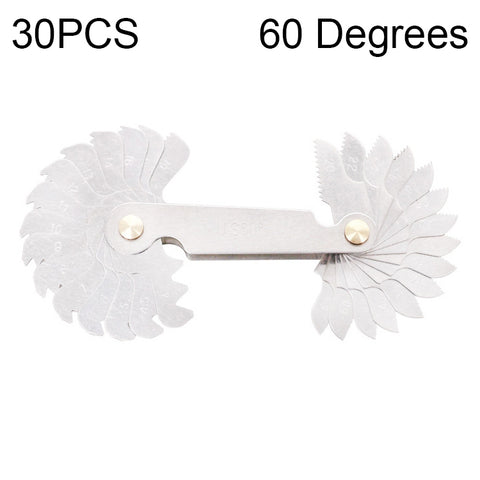 Calibro per filettatura in acciaio inossidabile CR da 60 gradi da 30 pezzi con passo della vite USA, 30 PCS Thread Gauge
