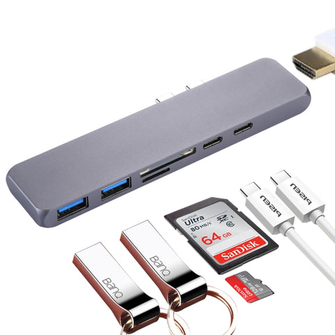 adattatore-hub-usb-c-multifunzione-in-alluminio-con-hdmi-2-porte-usb - immagine 1