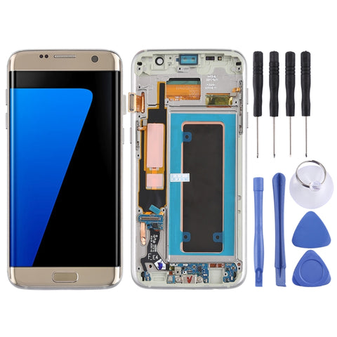 Écran LCD original en matériau Super AMOLED et numériseur assemblé complet (avec téléphone/cavo flexible par porta di ricarica/cavo flessibile per pulsante di accensione/covo flessibile per pulsante volume) pour Galaxy S7 Edge/G935F/G935FD...