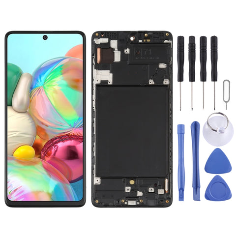 Schermo LCD originale in materiale Super AMOLED e digitalizzatore assemblaggio completo con cornice per Galaxy A71, For Samsung Galaxy A71(Original with Frame)