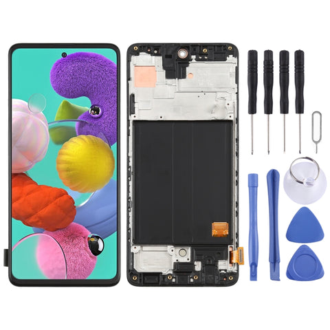 Schermo LCD originale in materiale Super AMOLED e digitalizzatore assemblaggio completo con cornice per Galaxy A51 4G, For Samsung Galaxy A51 4G(Original with Frame)