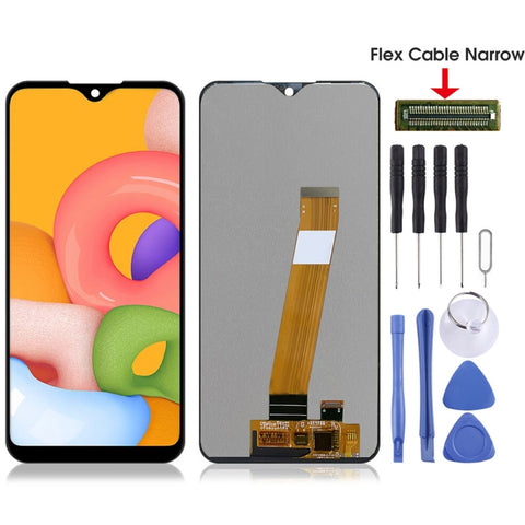 Schermo LCD e digitalizzatore in materiale TFT originale PLS assemblaggio completo (cavo flessibile stretto) per Galaxy A01, For Samsung Galaxy A01 SM-A015F(Original )(Narrow)