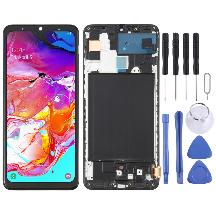 Schermo LCD in materiale OLED e digitalizzatore assemblaggio completo con cornice per Samsung Galaxy A70 SM-A705 (6,39 pollici)                         ...