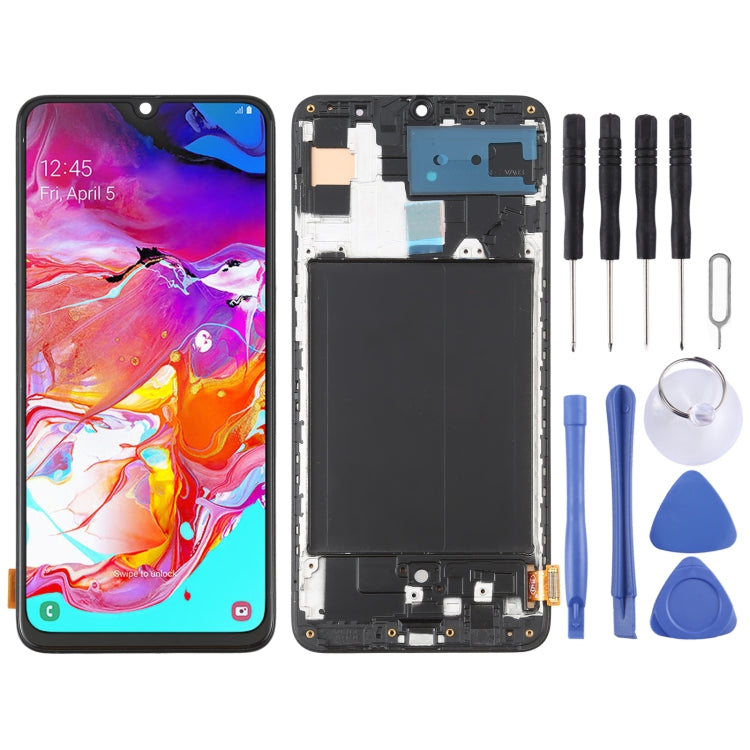 Schermo LCD in materiale OLED e digitalizzatore assemblaggio completo con cornice per Samsung Galaxy A70 SM-A705 (6,7 pollici)                          ...