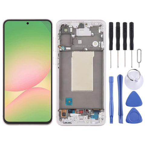 LCD Screen Digitizer Full Assembly with Frame for Samsung Galaxy A56