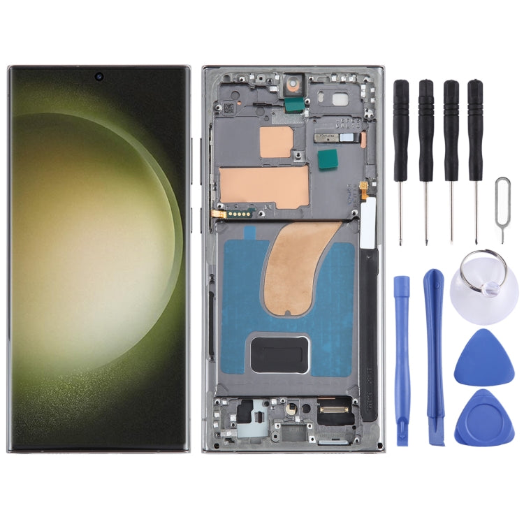 Per Samsung Galaxy S23 Ultra SM-S918U EU Edition Digitalizzatore schermo LCD originale assemblaggio completo con cornice                                ...