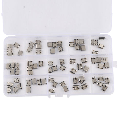 75 pz/set connettore porta di ricarica USB tipo C 6 pin / 12 pin / 16 pin / 14 pin / 24 pin per Huawei / Samsung / Xiaomi ecc., 75 PCS/Set