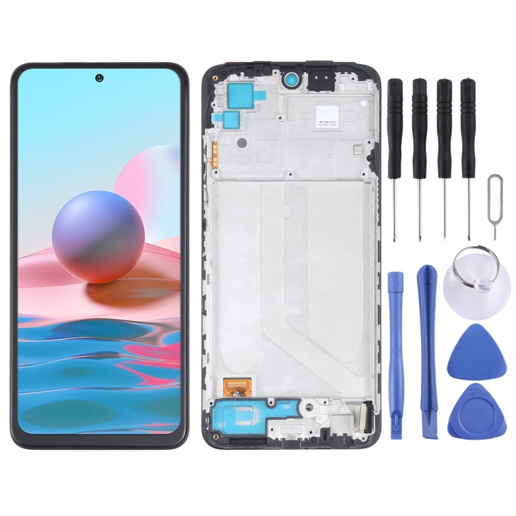 OLED Material LCD Screen and Digitizer Full Assembly With Frame for Xiaomi Redmi Note 10 4G / Redmi Note 10s 4G / Redmi Note 11 SE India / Poco M5s  M21...