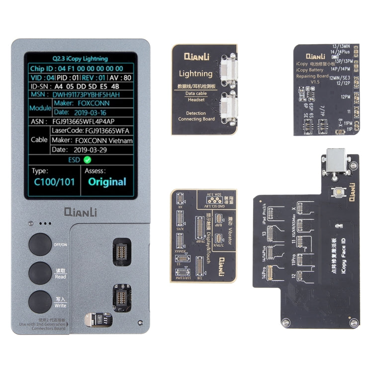 For iPhone 6 - 14 Pro Max 5 in 1 Qianli iCopy Plus 2.2 Repair Detection Programmer Set, 5 in 1, 5 in 1, Plug: US