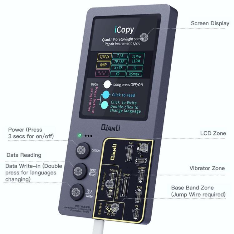 For iPhone 6 - 14 Pro Max 5 in 1 Qianli iCopy Plus 2.2 Repair Detection Programmer Set, 5 in 1, 5 in 1, Plug: US