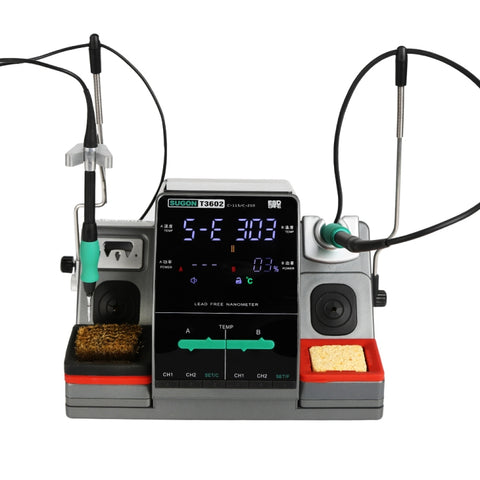 SUGON T3602 Station de soudage nano-électrique à double station 110V 240W avec double impugnatura, spina americana, T3602, prise US