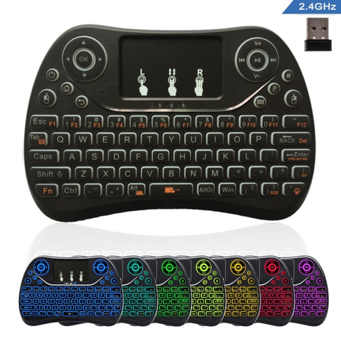 Mini tastiera wireless I8 Max da 2,4 GHz con touchpad ricaricabile Fly Air Mouse Smart Game retroilluminato a 7 colori