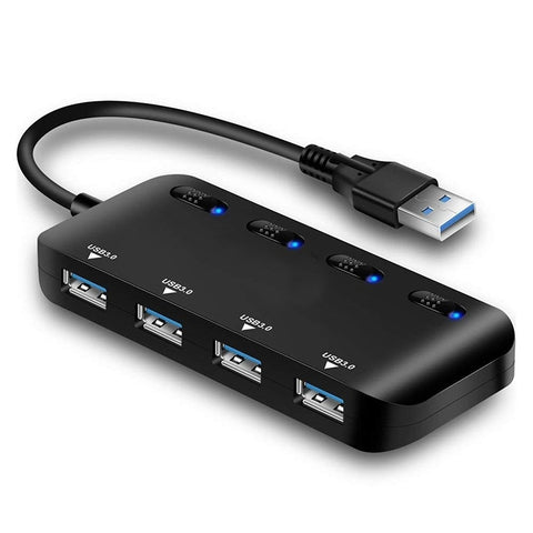 Hub USB 3.0 a 4 porte ultraveloce con switch, USB 3.0