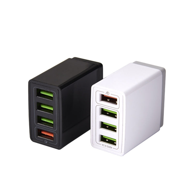 2 in 1 1m USB to 8 Pin Data Cable + 30W QC 3.0 4 USB Interfaces Mobile Phone Tablet PC Universal Quick Charger Travel Charger Set, US Plug              ...