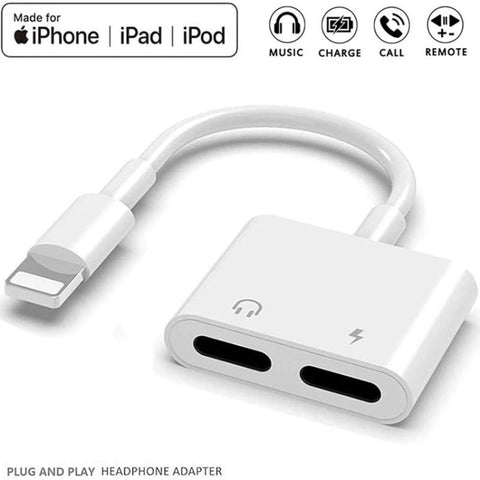 ZS-S1802 2 in 1 da 8 pin maschio a 8 pin di ricarica + adattatore per auricolari con connettore audio femmina a 8 pin, supporto chiamate e controllo via cavo, compatibile con tutti i sistemi IOS