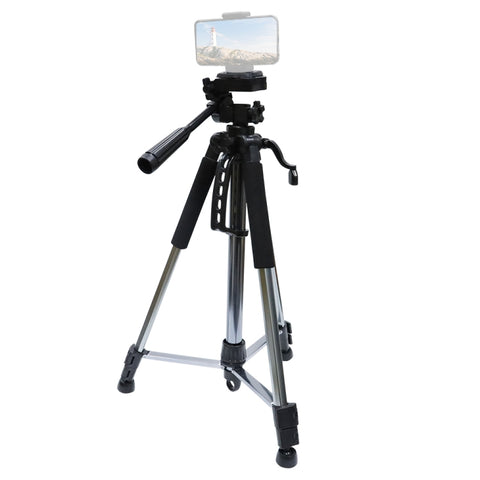 L-1200 Treppiede per fotocamera Staffa per trasmissione dal vivo per telefoni cellulari, fotocamere, proiettori 55-148 cm Treppiede universale regolabile (Argento), L-1200