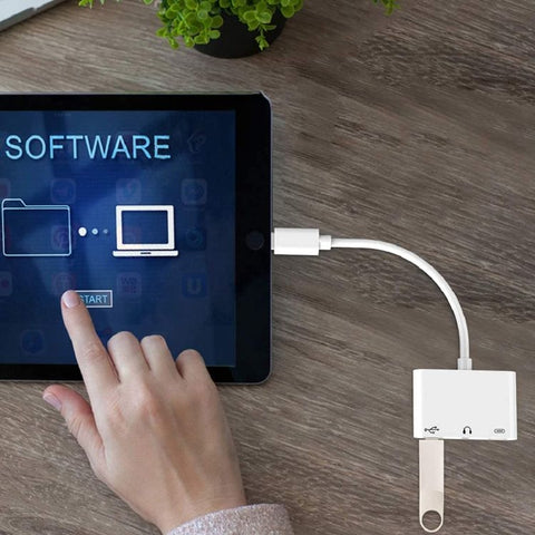 Adattatore OTG USB-C 3 in 1 con jack per cuffie da 3,5 mm, compatibile con iPad Pro e telefono con jack Type-C, 3 in 1